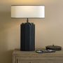Table lamps - ACHILLE lamp base in black metal - 21 x 13 x 50 cm - BLANC D'IVOIRE