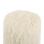 Chairs - MU74085 Ivory Mongolian Pouf Ø36X45Cm - ANDREA HOUSE