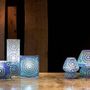 Table lamps - Blue Sauna big mashroom Handmade Lamp in mosaic glass h. 32 cm. - SOUL LIGHT EUROPE