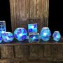 Lampes de table - Grande lampe ovale faite main Blue Bay en verre mosaïqué h. 32 cm. - SOUL LIGHT EUROPE