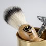 For seniors - Magnetic Shaving Brush for Face and Beard, Wood Handle - SILSTAR