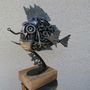 Pièces uniques - sculpture  métal poisson piranha - PACOM-CONCEPT