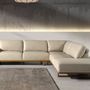 Sofas - Right corner sofa in sand leather - ANGEL CERDÁ