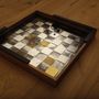 Caskets and boxes - Glass and wooden chessboard, chess game - NARCIS