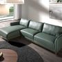 Sofas - Left chaise longue sofa in green leather - ANGEL CERDÁ