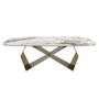 Dining Tables - Rectangular dining table in porcelain marble and champagne-coloured st - ANGEL CERDÁ