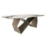 Dining Tables - Rectangular dining table in porcelain marble and champagne-coloured st - ANGEL CERDÁ