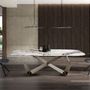 Dining Tables - Rectangular dining table in porcelain marble and champagne-coloured st - ANGEL CERDÁ