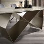 Dining Tables - Rectangular dining table in porcelain marble and champagne-coloured st - ANGEL CERDÁ