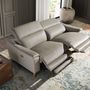 Sofas - 3 seater relax sofa in taupe grey leather - ANGEL CERDÁ