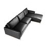 Sofas - Right chaise longue sofa black leather - ANGEL CERDÁ