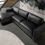 Sofas - Left chaise longue sofa black leather - ANGEL CERDÁ