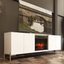 Meubles TV - Meuble TV laqué design avec cheminée électrique - FRANCO FURNITURE