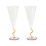 Glass - Flute curve caramel set of 2 - &KLEVERING