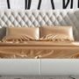 Lits - Tête de lit capitonné artisanale avec boutons - FRANCO FURNITURE