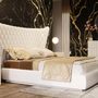 Beds - Handcrafted upholstery tufted headboard with buttons - FRANCO FURNITURE