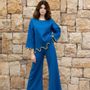 Apparel - Clara Blue Co-ord set with contrast scalloped trim - HYA CONCEPT STORE