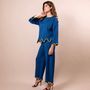 Apparel - Clara Blue Co-ord set with contrast scalloped trim - HYA CONCEPT STORE