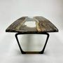 Dining Tables - Black Walnut Diamond Shape Modern Dining Table Epoxy Resin River Table - TINELLA WOOD