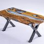 Kitchens furniture - Hackberry Cream Epoxy Resin River Table - Dining Table - TINELLA WOOD