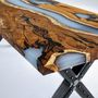 Kitchens furniture - Hackberry Cream Epoxy Resin River Table - Dining Table - TINELLA WOOD