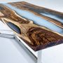 Kitchens furniture - Hackberry Cream Epoxy Resin River Table - Dining Table - TINELLA WOOD