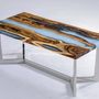 Kitchens furniture - Hackberry Cream Epoxy Resin River Table - Dining Table - TINELLA WOOD