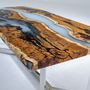 Kitchens furniture - Hackberry Cream Epoxy Resin River Table - Dining Table - TINELLA WOOD