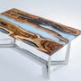 Kitchens furniture - Hackberry Cream Epoxy Resin River Table - Dining Table - TINELLA WOOD