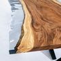 Dining Tables - Tropical Suar Wood Live Edge Clear Epoxy Dining Table - TINELLA WOOD