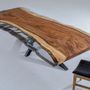 Dining Tables - Tropical Suar Wood Live Edge Clear Epoxy Dining Table - TINELLA WOOD