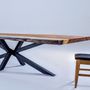 Dining Tables - Tropical Suar Wood Live Edge Clear Epoxy Dining Table - TINELLA WOOD