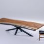 Dining Tables - Tropical Suar Wood Live Edge Clear Epoxy Dining Table - TINELLA WOOD