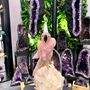 Unique pieces - Cockatoo sculpted in stone (pink quartz and dolomite). Unique piece. - LAVENTURINE GALLERY