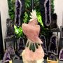 Unique pieces - Cockatoo sculpted in stone (pink quartz and dolomite). Unique piece. - LAVENTURINE GALLERY