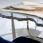 Kitchens furniture - Modern Dining Table - White Wood Epoxy Resin Dining Table - TINELLA WOOD