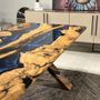 Kitchens furniture - Olive Epoxy Resin Dining Table - Blue Epoxy Table - TINELLA WOOD