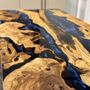 Kitchens furniture - Olive Epoxy Resin Dining Table - Blue Epoxy Table - TINELLA WOOD