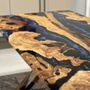 Kitchens furniture - Olive Epoxy Resin Dining Table - Blue Epoxy Table - TINELLA WOOD