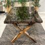 Dining Tables - Moss Modern Clear Epoxy Dining Table - Table Bark - TINELLA WOOD