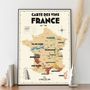 Poster - Map of French vineyards - LES ROUTES DU VIN