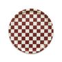 Trays - CHECKER burgundy/cream round serving tray, 31 cm. - BLU KAT