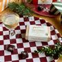 Trays - CHECKER burgundy/cream round serving tray, 31 cm. - BLU KAT