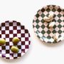 Trays - Set of 4 CHECKER coasters, 11 cm, autumn. - BLU KAT