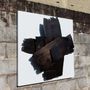 Unique pieces - wall sculpture “Black movement on a white square\\\”. - THIERRY LAUDREN