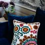 Fabric cushions - Rana embroidered cushion cover - JAMINI BY USHA BORA