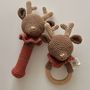 Soft toy - Robin the Reindeer Rattle I cherry red - PATTI OSLO