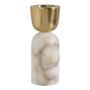 Candlesticks and candle holders - NOVA marble and gold metal tealight holder  - BLANC D'IVOIRE