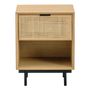 Night tables - AUGUSTIN light oak and cane bedside table  - BLANC D'IVOIRE