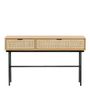 Coffee tables - AUGUSTIN console light oak and canework - BLANC D'IVOIRE